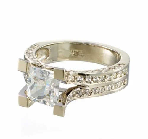 Men's Amethyst Engagement Rings in Sterling Silver with a Contemporary Geometric Setting2 Carat Princess Cut and Pave Cubic Zirconia Split Band Engagement Ring In Sterling Silver Men's Amethyst Engagement Rings in Sterling Silver with a Contemporary Geometric Setting2 Carat Princess Cut and Pave Cubic Zirconia Split Band Engagement Ring In Sterling Silver
