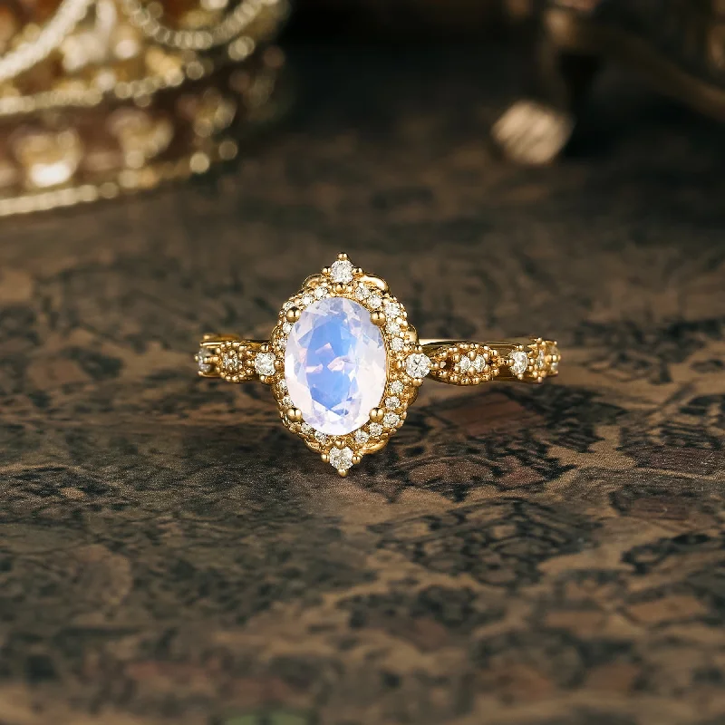 Men's Alexandrite Engagement Rings in Platinum with a Hidden Halo of DiamondsGemsMagic Moonstone Halo Engagement Ring-Arabella Men's Alexandrite Engagement Rings in Platinum with a Hidden Halo of DiamondsGemsMagic Moonstone Halo Engagement Ring-Arabella
