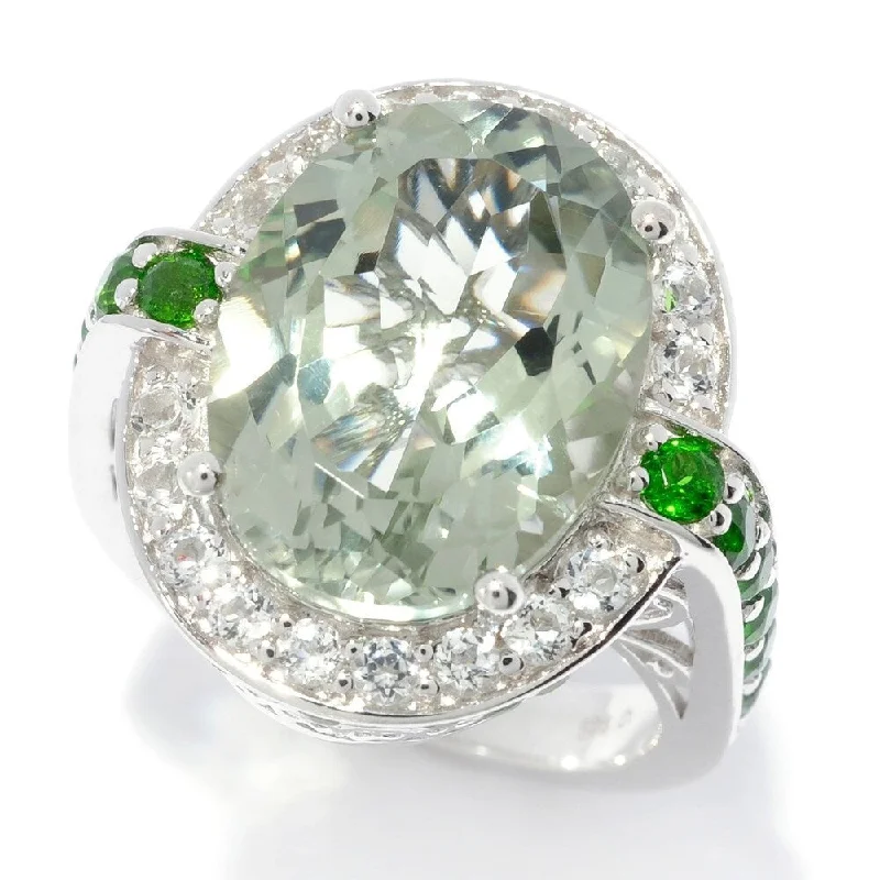 Tourmaline Gemstone Rings in 18K Two - Tone Gold with a Floral - Shaped Setting for a Feminine TouchSterling Silver Multi Prasiolite & White Topaz Ring Tourmaline Gemstone Rings in 18K Two - Tone Gold with a Floral - Shaped Setting for a Feminine TouchSterling Silver Multi Prasiolite & White Topaz Ring
