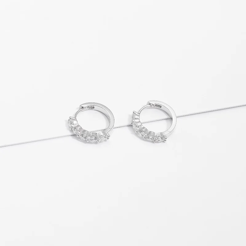 Two - Tone Gold and Silver Wedding Bands with a Twist Design for a Contemporary and Eye - Catching StyleSilver RB CZ dual claw set huggie earrings 17mm Two - Tone Gold and Silver Wedding Bands with a Twist Design for a Contemporary and Eye - Catching StyleSilver RB CZ dual claw set huggie earrings 17mm