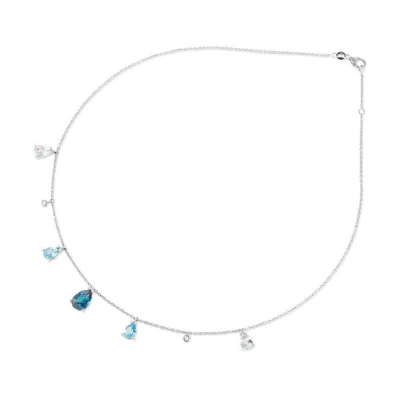 Figaro chain necklaces featuresPonte Vecchio Iris 18ct White Gold Blue Topaz Diamond Chain Necklace Figaro chain necklaces featuresPonte Vecchio Iris 18ct White Gold Blue Topaz Diamond Chain Necklace