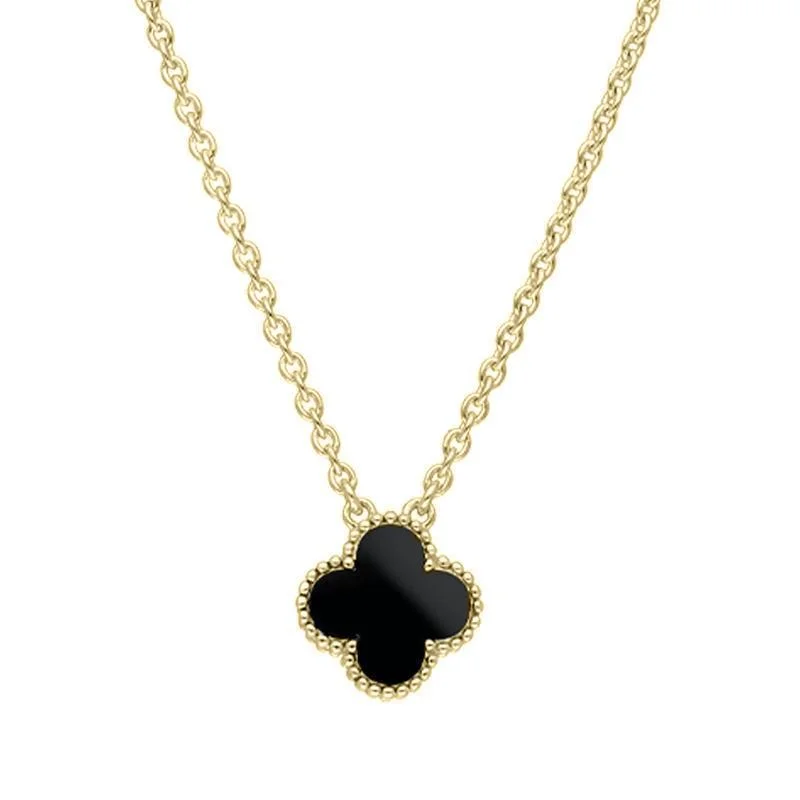 fashion chain necklaces for women9ct Yellow Gold Whitby Jet Bloom Small Four Leaf Clover Ball Edge Chain Necklace fashion chain necklaces for women9ct Yellow Gold Whitby Jet Bloom Small Four Leaf Clover Ball Edge Chain Necklace