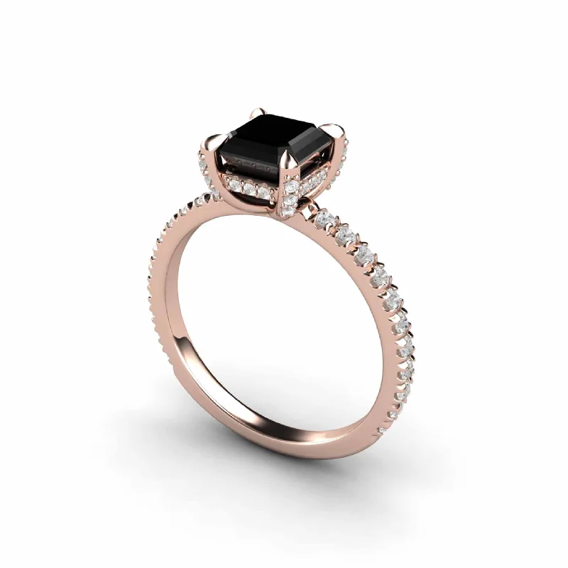 Men's Ruby Engagement Rings in Rose Gold with a Solitaire Design for a Romantic GestureBlack Diamond Engagement Ring Princess Cut Square Solitaire Pave Diamonds Men's Ruby Engagement Rings in Rose Gold with a Solitaire Design for a Romantic GestureBlack Diamond Engagement Ring Princess Cut Square Solitaire Pave Diamonds