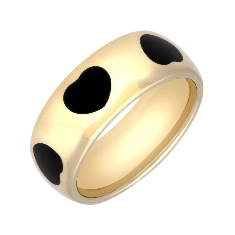 Pearl - and - Diamond - Studded Wedding Bands in White Gold for a Feminine and Elegant Touch9ct Yellow Gold Whitby Jet 8mm Heart Inlaid Wedding Band Ring Pearl - and - Diamond - Studded Wedding Bands in White Gold for a Feminine and Elegant Touch9ct Yellow Gold Whitby Jet 8mm Heart Inlaid Wedding Band Ring