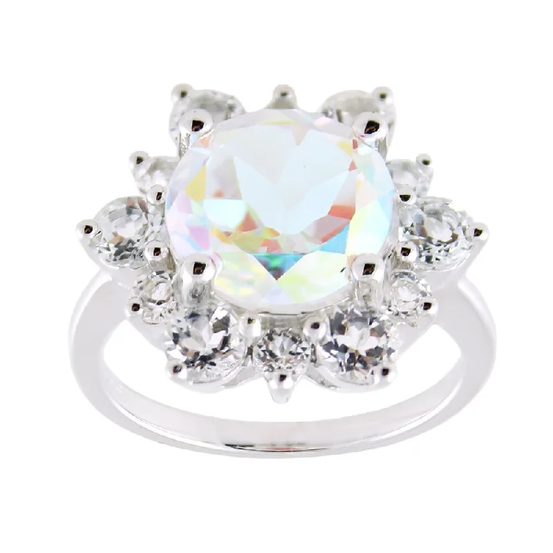 Citrine Gemstone Rings in Stainless Steel with a Stackable Design for a Trendy Everyday WearSterling Silver Opalescent and White Topaz Flower Ring Citrine Gemstone Rings in Stainless Steel with a Stackable Design for a Trendy Everyday WearSterling Silver Opalescent and White Topaz Flower Ring
