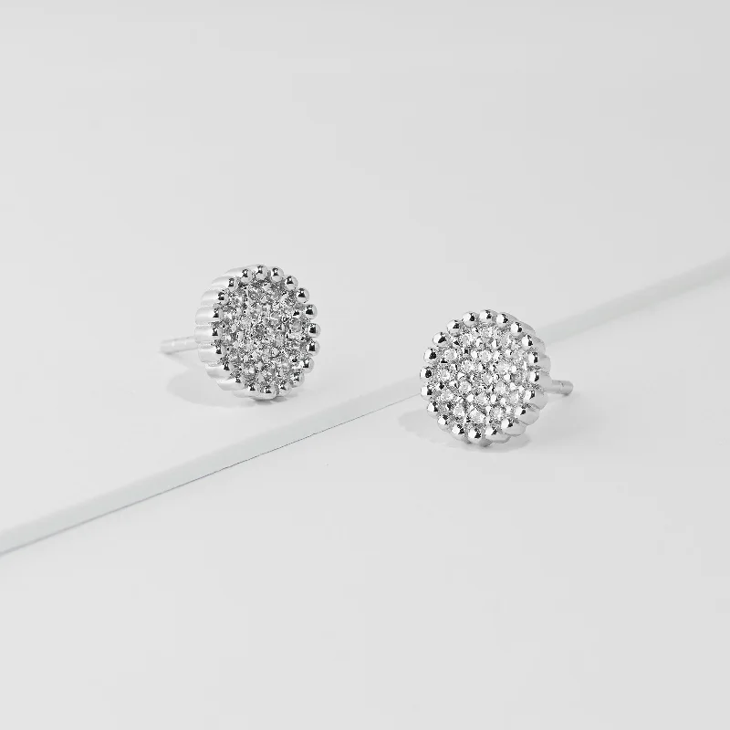 Two - Tone Gold and Silver Wedding Bands with a Twist Design for a Contemporary and Eye - Catching StyleSterling Silver Zirconia Pave Crown Set Stud Earrings 8.7mm