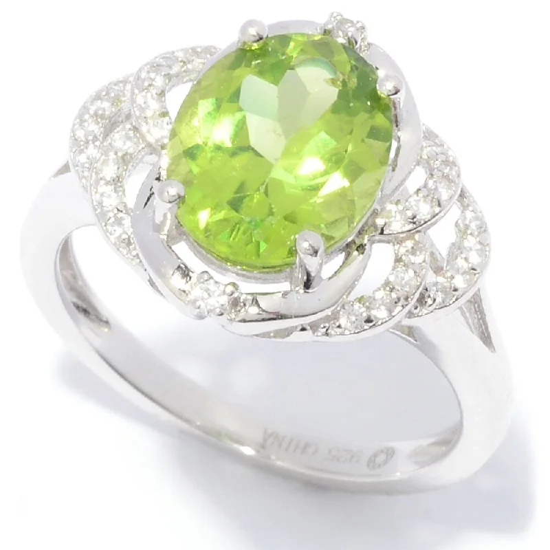 Tourmaline Gemstone Rings in 18K Two - Tone Gold with a Floral - Shaped Setting for a Feminine TouchSterling Silver 10 x 8mm Oval Cut Peridot & White Zircon Ring Tourmaline Gemstone Rings in 18K Two - Tone Gold with a Floral - Shaped Setting for a Feminine TouchSterling Silver 10 x 8mm Oval Cut Peridot & White Zircon Ring