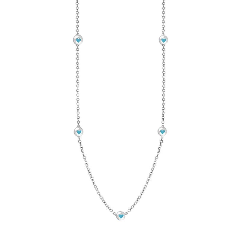 simple chain necklaces everyday wear18ct White Gold Turquoise Heart Link Disc Chain Necklace simple chain necklaces everyday wear18ct White Gold Turquoise Heart Link Disc Chain Necklace