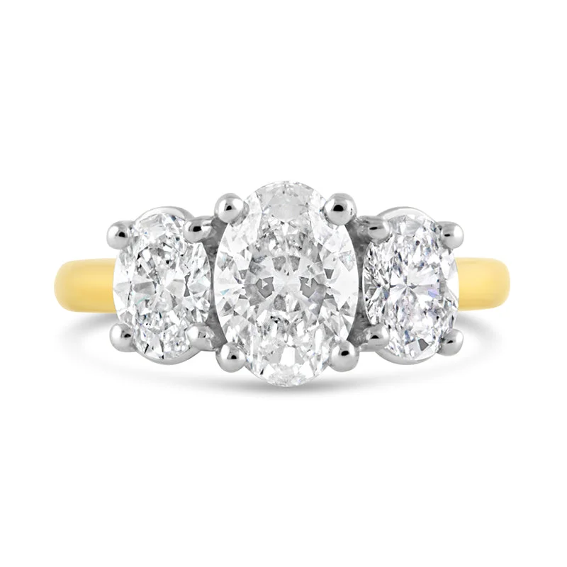 Oval Three Stone Engagement Ring 2.89ct