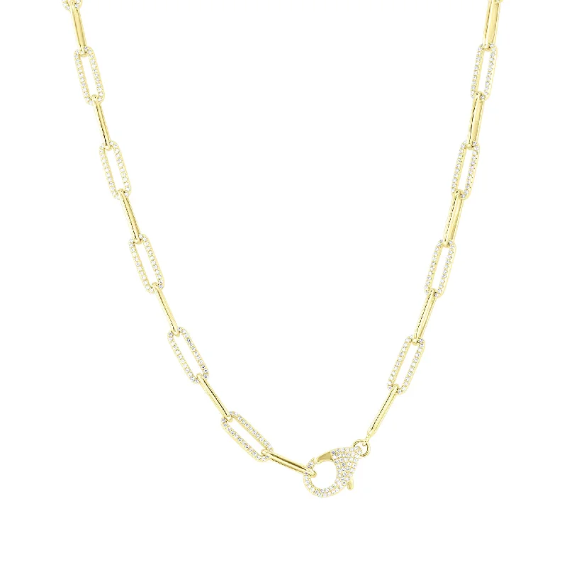 link chain necklaces combinationsYara Diamond Paper Clip Chain Necklace