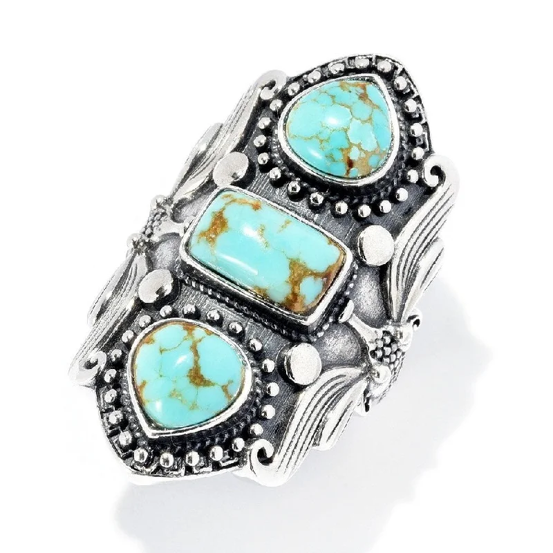 Moonstone Gemstone Rings in Silver - Plated Copper with a Celtic - Inspired Pattern for a Mystical VibeSterling Silver Mine #8 3-Stone Shield Ring Moonstone Gemstone Rings in Silver - Plated Copper with a Celtic - Inspired Pattern for a Mystical VibeSterling Silver Mine #8 3-Stone Shield Ring