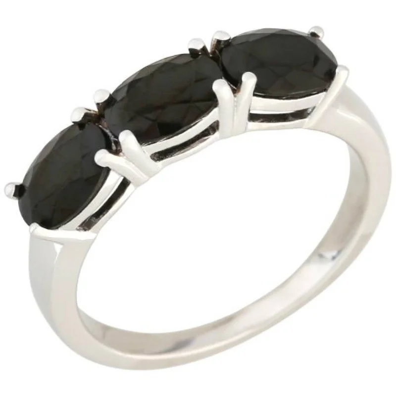 Agate Gemstone Rings in Sterling Silver with a Mosaic - Inspired Inlay for a Bohemian Style925 Sterling Silver Black Spinel 3-Stone Ring Agate Gemstone Rings in Sterling Silver with a Mosaic - Inspired Inlay for a Bohemian Style925 Sterling Silver Black Spinel 3-Stone Ring