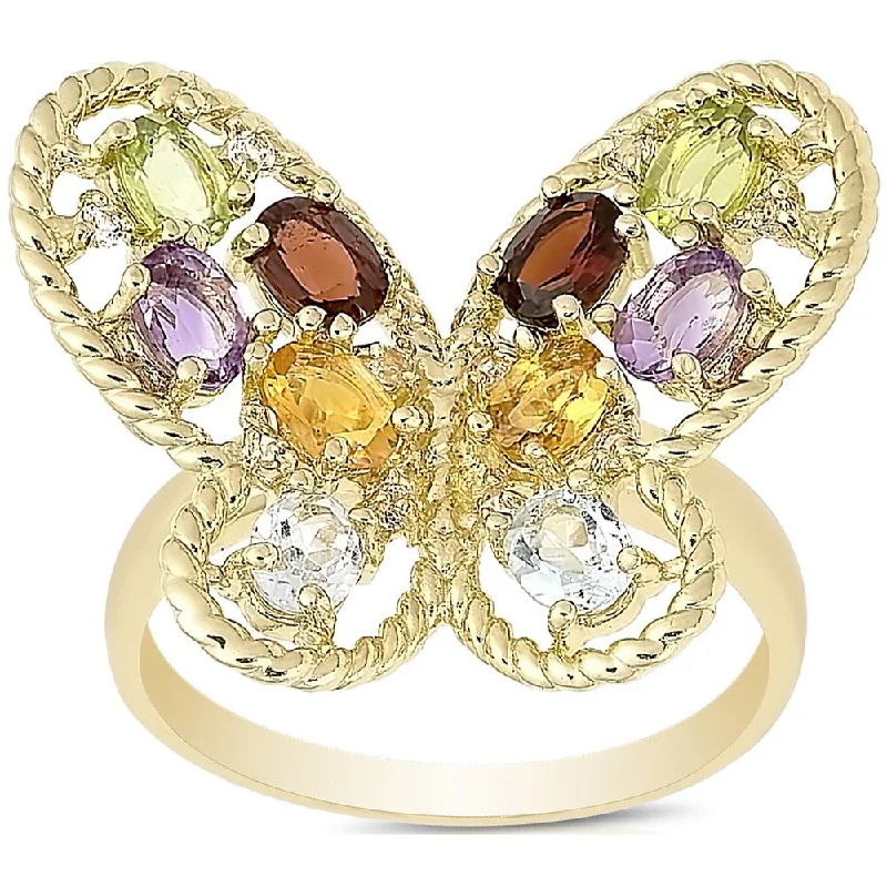 Opal Gemstone Rings in Rose Gold with a Milgrain Edge for a Feminine and Romantic StyleDolce Giavonna Gold Over Sterling Silver Multi Gemstone Butterfly Ring Opal Gemstone Rings in Rose Gold with a Milgrain Edge for a Feminine and Romantic StyleDolce Giavonna Gold Over Sterling Silver Multi Gemstone Butterfly Ring