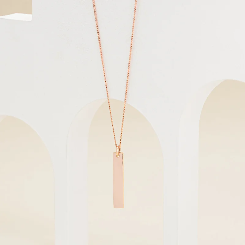 9K Rose Gold Engravable Bar Pendant