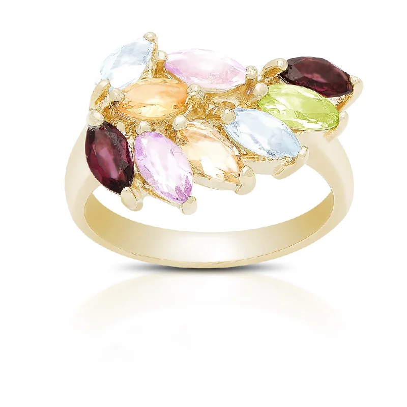 Peridot Gemstone Rings in 14K Gold - Filled Metal with a Pave - Set Band for a Sparkling LookDolce Giavonna Gold Over Sterling Silver Multi Gemstone Ring Peridot Gemstone Rings in 14K Gold - Filled Metal with a Pave - Set Band for a Sparkling LookDolce Giavonna Gold Over Sterling Silver Multi Gemstone Ring