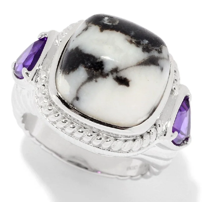 Jasper Gemstone Rings in 18K Gold Vermeil with a Matte Finish for a Subtle and Elegant LookSterling Silver Cushion & Trillion Gemstone Textured Ring Jasper Gemstone Rings in 18K Gold Vermeil with a Matte Finish for a Subtle and Elegant LookSterling Silver Cushion & Trillion Gemstone Textured Ring