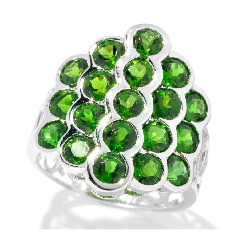 Amethyst Gemstone Rings in Sterling Silver with a Halo of Cubic Zirconia for a Budget - Friendly LuxurySterling Silver 3.82Ctw Chrome Diopside Cluster Ring