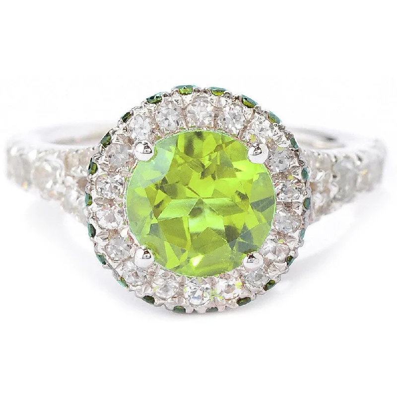 Topaz Gemstone Rings in 10K Gold with a Channel - Set Design for a Contemporary and Durable OptionSterling Silver 3 4/5ct TGW Peridot/ White Topaz Halo Gemstone Ring Topaz Gemstone Rings in 10K Gold with a Channel - Set Design for a Contemporary and Durable OptionSterling Silver 3 4/5ct TGW Peridot/ White Topaz Halo Gemstone Ring
