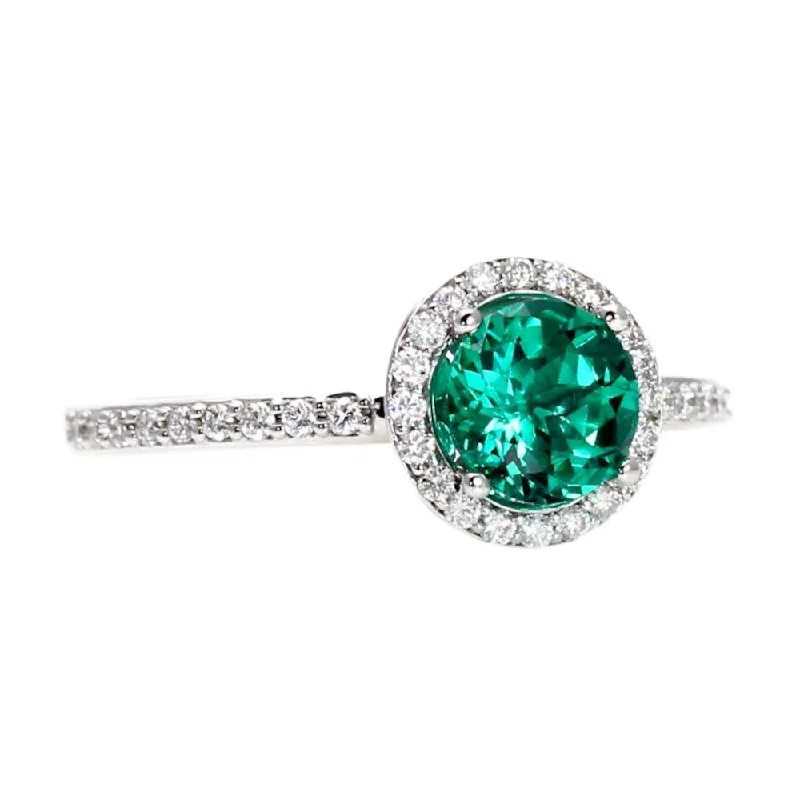 Men's Tanzanite Engagement Rings in Palladium with a Three - Stone ArrangementRound Emerald Engagement Ring with Diamond Halo Men's Tanzanite Engagement Rings in Palladium with a Three - Stone ArrangementRound Emerald Engagement Ring with Diamond Halo