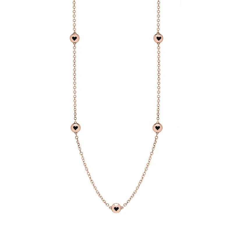 fashion chain necklaces for women9ct Rose Gold Whitby Jet Heart Link Disc Chain Necklace fashion chain necklaces for women9ct Rose Gold Whitby Jet Heart Link Disc Chain Necklace