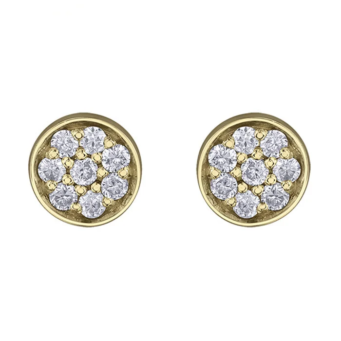 Diamond Disc Stud Earrings