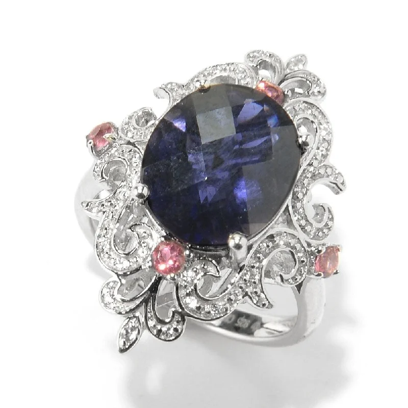 Garnet Gemstone Rings in 18K Gold Vermeil with Intricate Engravings for a Traditional AestheticSterling Silver 4Ctw Iolite, Pink Tourmaline & White Zircon Cocktail Ring Garnet Gemstone Rings in 18K Gold Vermeil with Intricate Engravings for a Traditional AestheticSterling Silver 4Ctw Iolite, Pink Tourmaline & White Zircon Cocktail Ring