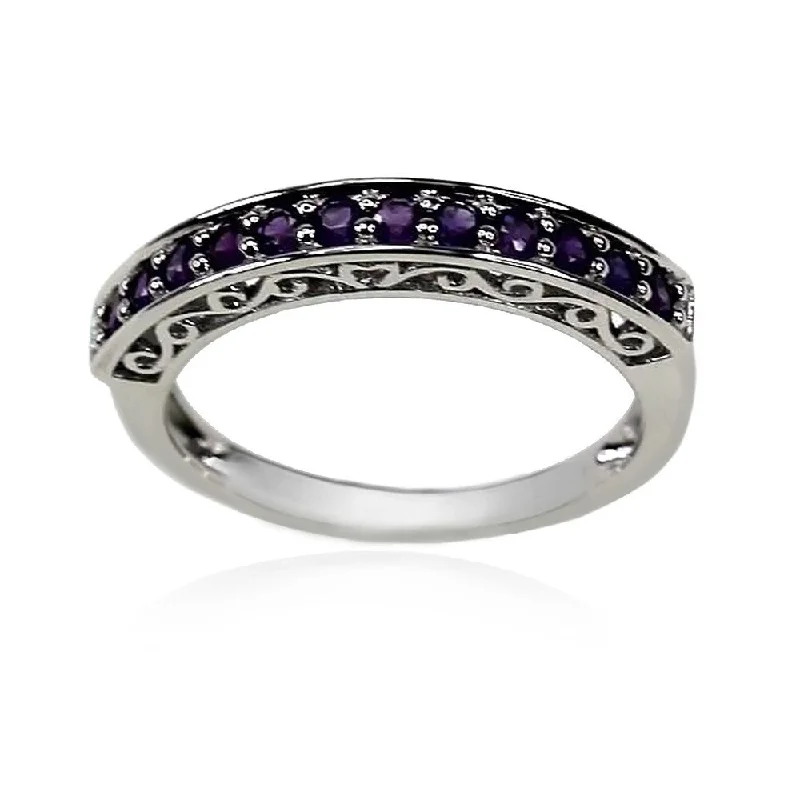 Opal Gemstone Rings in Rose Gold with a Milgrain Edge for a Feminine and Romantic Style925 Sterling Silver African Amethyst Ring Opal Gemstone Rings in Rose Gold with a Milgrain Edge for a Feminine and Romantic Style925 Sterling Silver African Amethyst Ring