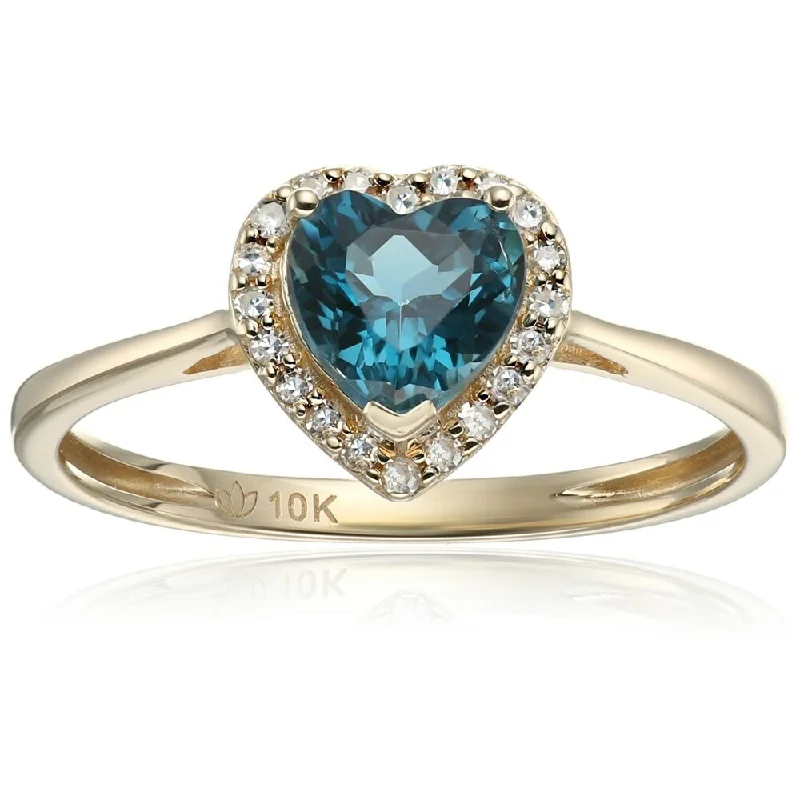 Topaz Gemstone Rings in 10K Gold with a Channel - Set Design for a Contemporary and Durable Option10k Yellow Gold London Blue Topaz and Diamond Solitaire Heart Halo Engagement Ring, Size 7 Topaz Gemstone Rings in 10K Gold with a Channel - Set Design for a Contemporary and Durable Option10k Yellow Gold London Blue Topaz and Diamond Solitaire Heart Halo Engagement Ring, Size 7