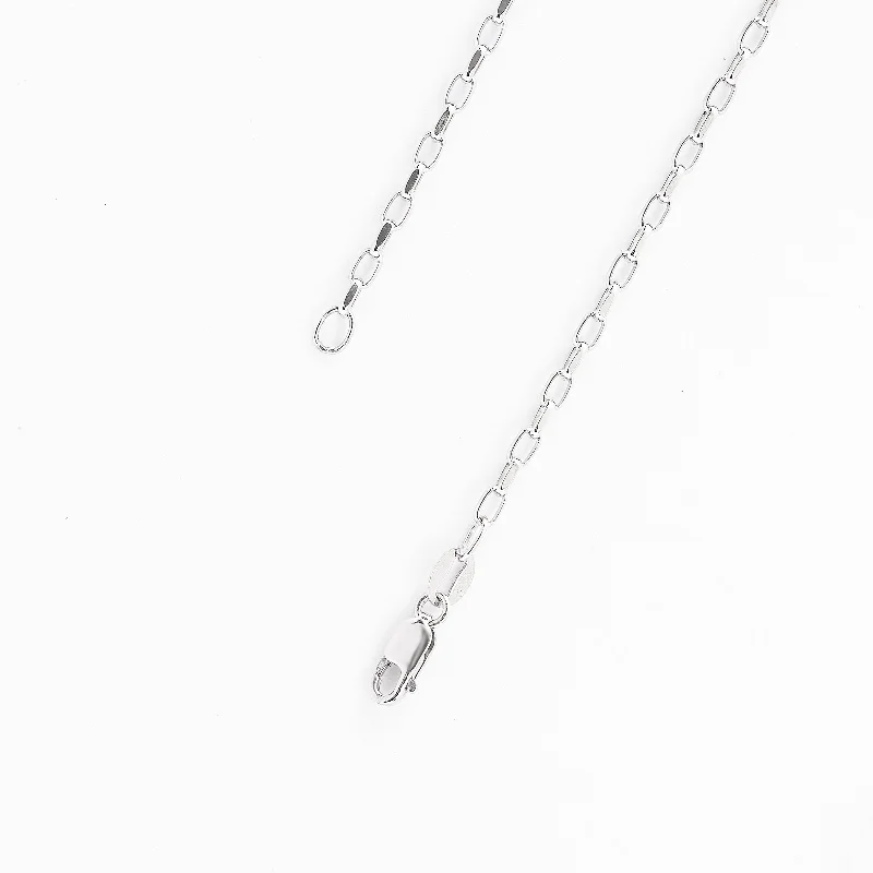9K White Gold Diamond Cut Oval Belcher Chain