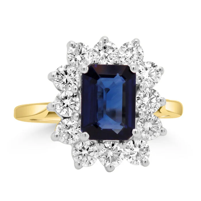 Art Deco - Inspired Wedding Bands with Geometric Patterns in Platinum for a Retro and Glamorous StyleEmerald Cut Sapphire & Diamond Cluster Ring Art Deco - Inspired Wedding Bands with Geometric Patterns in Platinum for a Retro and Glamorous StyleEmerald Cut Sapphire & Diamond Cluster Ring