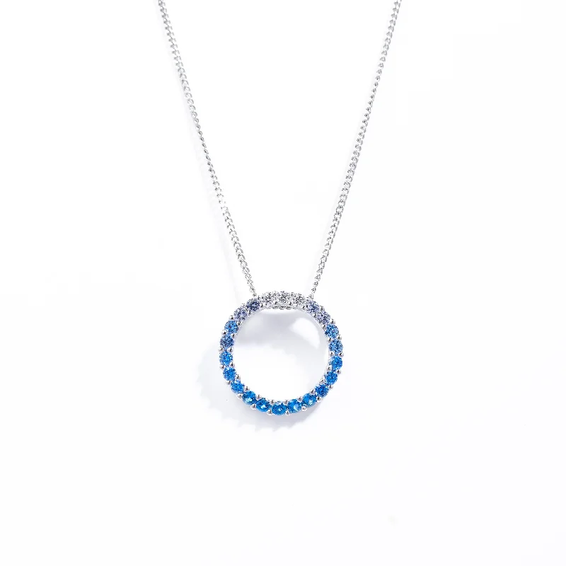 Two - Tone Gold and Silver Wedding Bands with a Twist Design for a Contemporary and Eye - Catching StyleSterling Silver Blue Ombre Zirconia Open Circle pendant Two - Tone Gold and Silver Wedding Bands with a Twist Design for a Contemporary and Eye - Catching StyleSterling Silver Blue Ombre Zirconia Open Circle pendant
