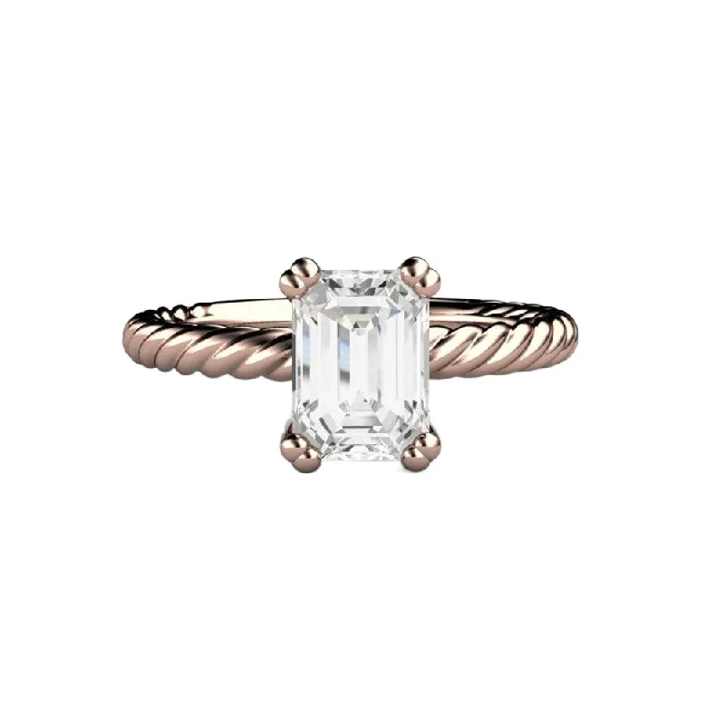 Men's Tourmaline Engagement Rings in 18K Two - Tone Gold with a Floral - Inspired SettingEmerald Cut Moissanite Solitaire Engagement Ring Rope Twisted Band Men's Tourmaline Engagement Rings in 18K Two - Tone Gold with a Floral - Inspired SettingEmerald Cut Moissanite Solitaire Engagement Ring Rope Twisted Band