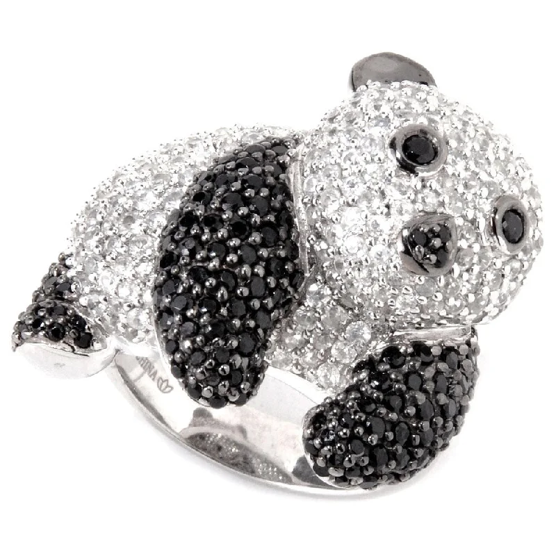 Emerald Gemstone Rings Set in Platinum with Filigree Work for a Vintage - Inspired LookSterling Silver Black Spinel and White Zircon Panda Ring Emerald Gemstone Rings Set in Platinum with Filigree Work for a Vintage - Inspired LookSterling Silver Black Spinel and White Zircon Panda Ring