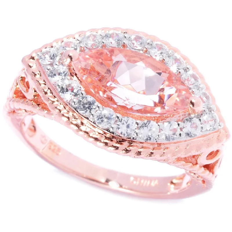 Turquoise Gemstone Rings in 925 Silver with a Southwestern - Inspired Design for a Rustic Charm18k Rose Gold Marquise Morganite White Zircon Ring Turquoise Gemstone Rings in 925 Silver with a Southwestern - Inspired Design for a Rustic Charm18k Rose Gold Marquise Morganite White Zircon Ring