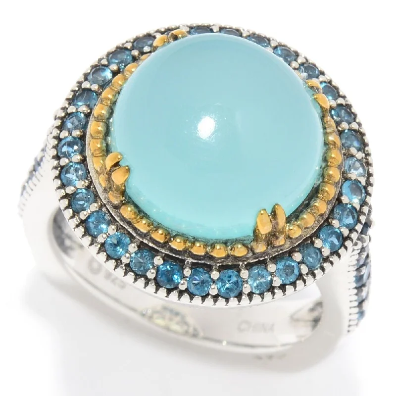 Peridot Gemstone Rings in 14K Gold - Filled Metal with a Pave - Set Band for a Sparkling LookSterling Silver 7.20ctw Aqua Chalcedony & London Blue Topaz Halo Ring Peridot Gemstone Rings in 14K Gold - Filled Metal with a Pave - Set Band for a Sparkling LookSterling Silver 7.20ctw Aqua Chalcedony & London Blue Topaz Halo Ring