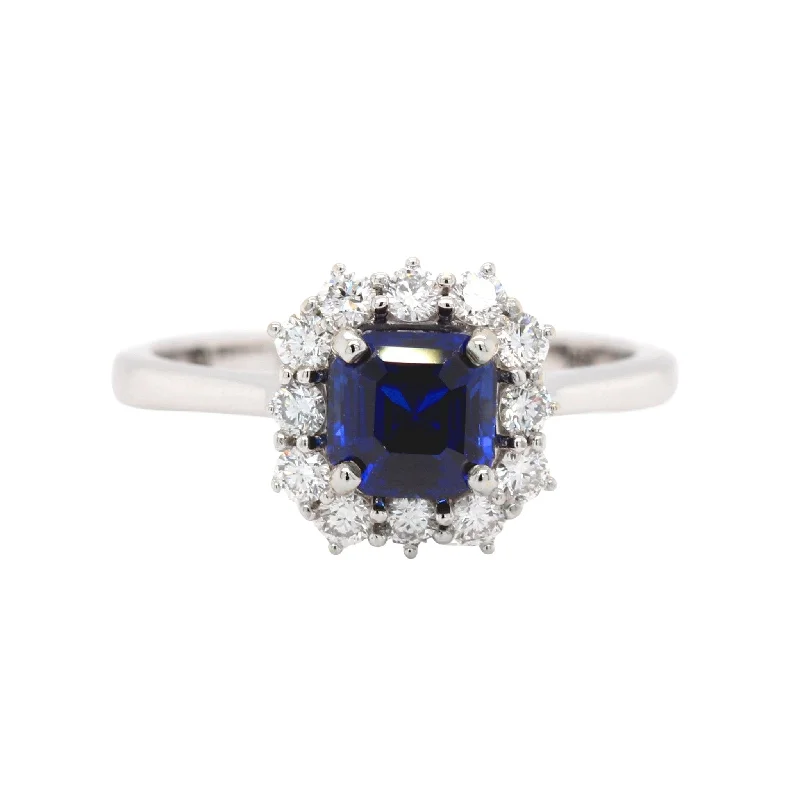 Men's Agate Engagement Rings in Sterling Silver with a Mosaic - Style InlayAsscher Cut Blue Sapphire Engagement Ring Vintage Style Diamond Cluster Men's Agate Engagement Rings in Sterling Silver with a Mosaic - Style InlayAsscher Cut Blue Sapphire Engagement Ring Vintage Style Diamond Cluster