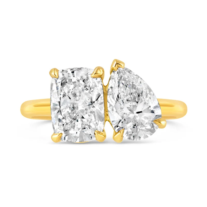 Cushion & Pear Toi Et Moi Engagement Ring 2.97ct