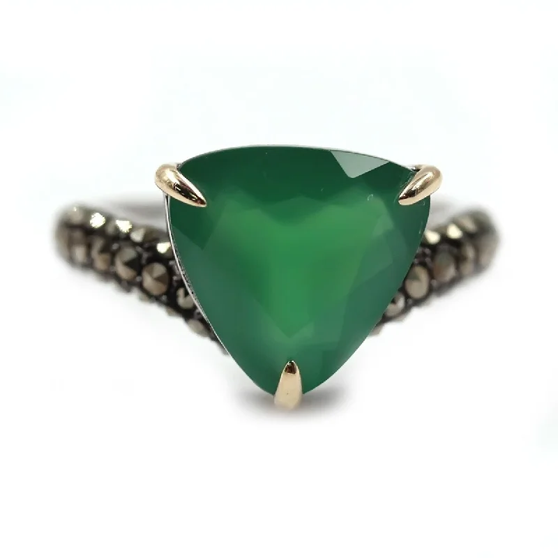 Turquoise Gemstone Rings in 925 Silver with a Southwestern - Inspired Design for a Rustic Charm14k Gold And Sterling Silver Green Agate and Marcasite Ring Turquoise Gemstone Rings in 925 Silver with a Southwestern - Inspired Design for a Rustic Charm14k Gold And Sterling Silver Green Agate and Marcasite Ring