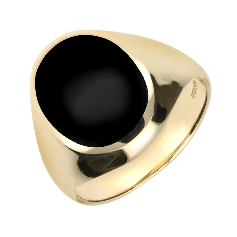 Adjustable - Fit Wedding Bands in Gold - Plated Metal for a Comfortable and Custom - Fitting Option9ct Yellow Gold Whitby Jet Large Oval Signet Ring Adjustable - Fit Wedding Bands in Gold - Plated Metal for a Comfortable and Custom - Fitting Option9ct Yellow Gold Whitby Jet Large Oval Signet Ring