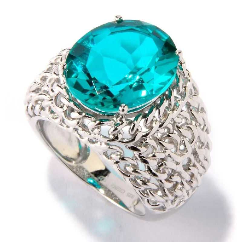 Tourmaline Gemstone Rings in 18K Two - Tone Gold with a Floral - Shaped Setting for a Feminine TouchSterling Silver 7.45Ctw Paraiba Doublet Cocktail Ring Tourmaline Gemstone Rings in 18K Two - Tone Gold with a Floral - Shaped Setting for a Feminine TouchSterling Silver 7.45Ctw Paraiba Doublet Cocktail Ring