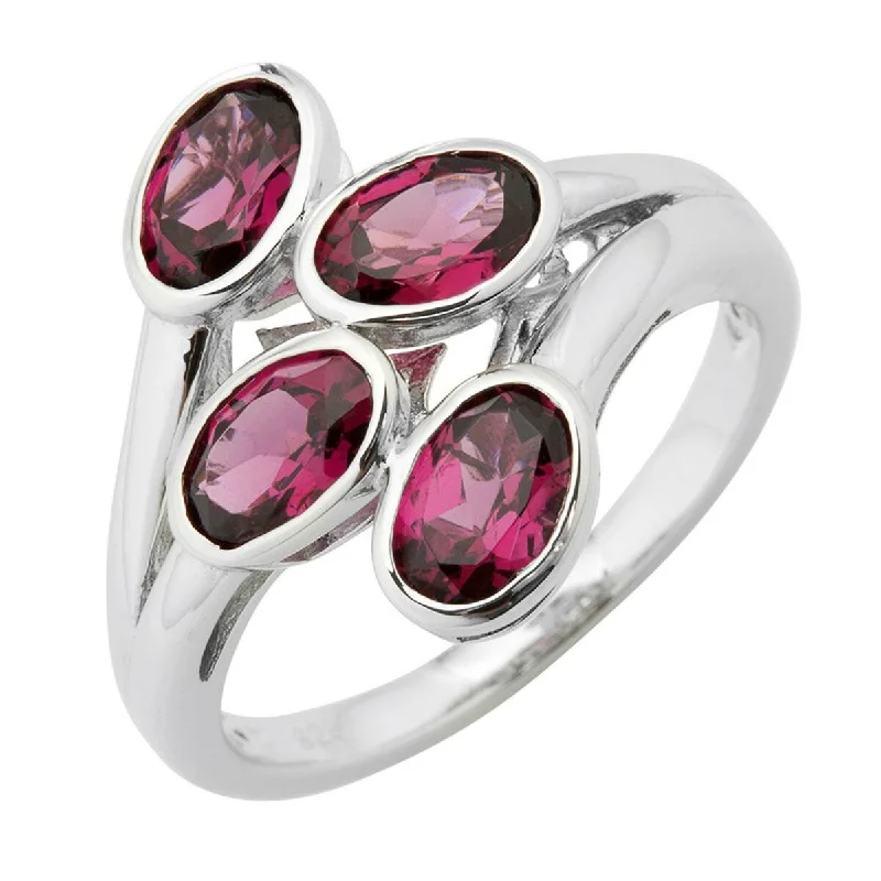 Agate Gemstone Rings in Sterling Silver with a Mosaic - Inspired Inlay for a Bohemian Style925 Sterling Silver Purple Garnet Ring Agate Gemstone Rings in Sterling Silver with a Mosaic - Inspired Inlay for a Bohemian Style925 Sterling Silver Purple Garnet Ring
