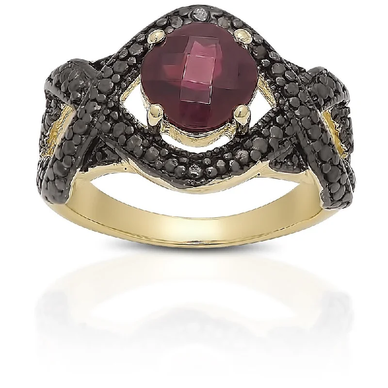 Amethyst Gemstone Rings in Sterling Silver with a Halo of Cubic Zirconia for a Budget - Friendly LuxuryDolce Giavonna Gold over Sterling Silver Garnet and Black Diamond Accent Ring Amethyst Gemstone Rings in Sterling Silver with a Halo of Cubic Zirconia for a Budget - Friendly LuxuryDolce Giavonna Gold over Sterling Silver Garnet and Black Diamond Accent Ring