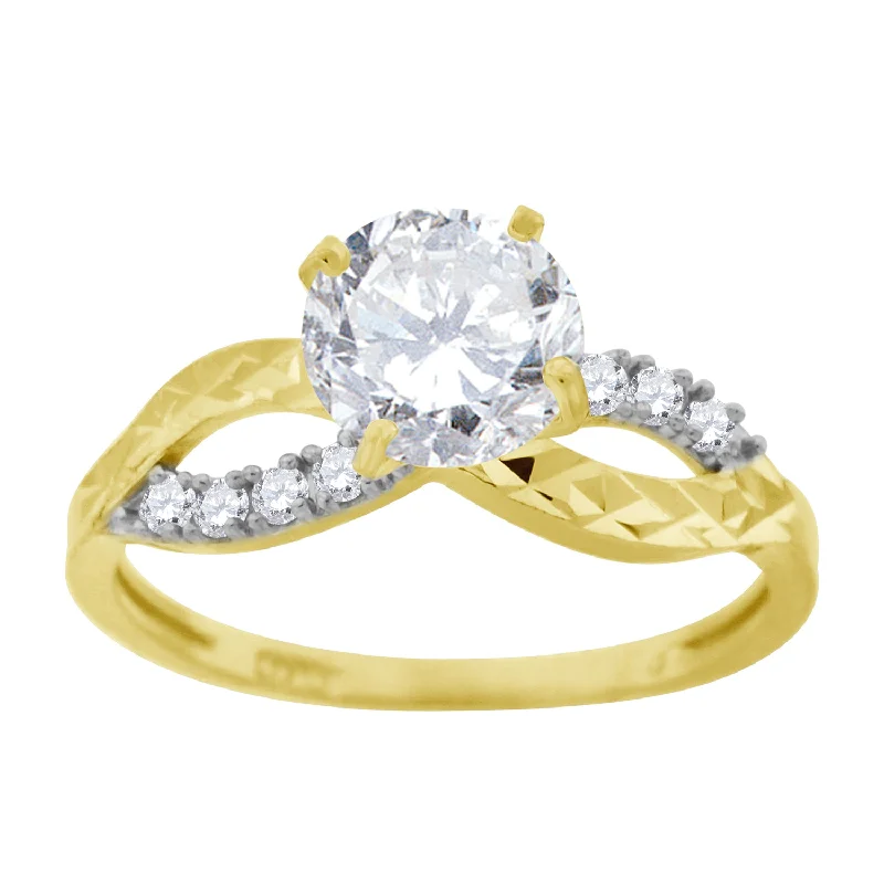 Men's Topaz Engagement Rings in 10K Gold with a Channel - Set Diamond BandKeene Jewelers 14kt Gold Womens Two-tone CZ Diamond-cut Loop Center Round-cut Stone Wedding Engagement Band Ring Men's Topaz Engagement Rings in 10K Gold with a Channel - Set Diamond BandKeene Jewelers 14kt Gold Womens Two-tone CZ Diamond-cut Loop Center Round-cut Stone Wedding Engagement Band Ring
