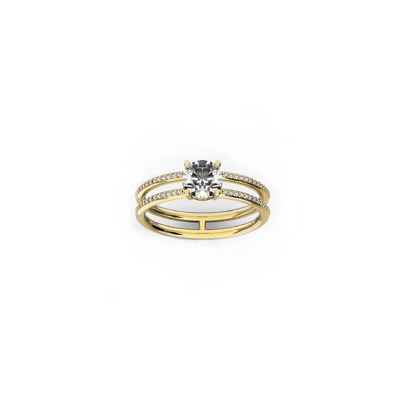 Men's Tourmaline Engagement Rings in 18K Two - Tone Gold with a Floral - Inspired SettingDOUBLE BAND PAVÉ RING Men's Tourmaline Engagement Rings in 18K Two - Tone Gold with a Floral - Inspired SettingDOUBLE BAND PAVÉ RING