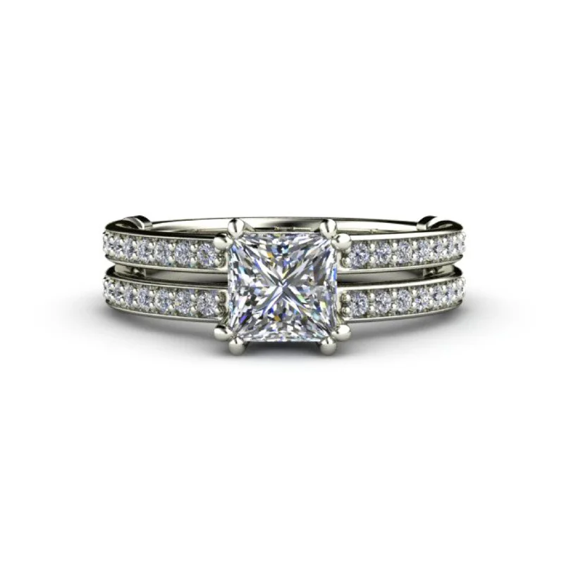 Men's Emerald Engagement Rings with 14K Yellow Gold and Vintage - Style FiligreePrincess Diamond Engagement Ring 1ct Double Band Split Shank Solitaire Men's Emerald Engagement Rings with 14K Yellow Gold and Vintage - Style FiligreePrincess Diamond Engagement Ring 1ct Double Band Split Shank Solitaire