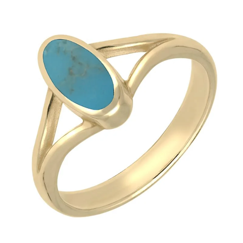 Emerald - Cut Gemstone Wedding Bands in 18K Gold for a Luxurious and Statement - Making Piece9ct Yellow Gold Turquoise Heritage Oval Split Shoulder Ring Emerald - Cut Gemstone Wedding Bands in 18K Gold for a Luxurious and Statement - Making Piece9ct Yellow Gold Turquoise Heritage Oval Split Shoulder Ring