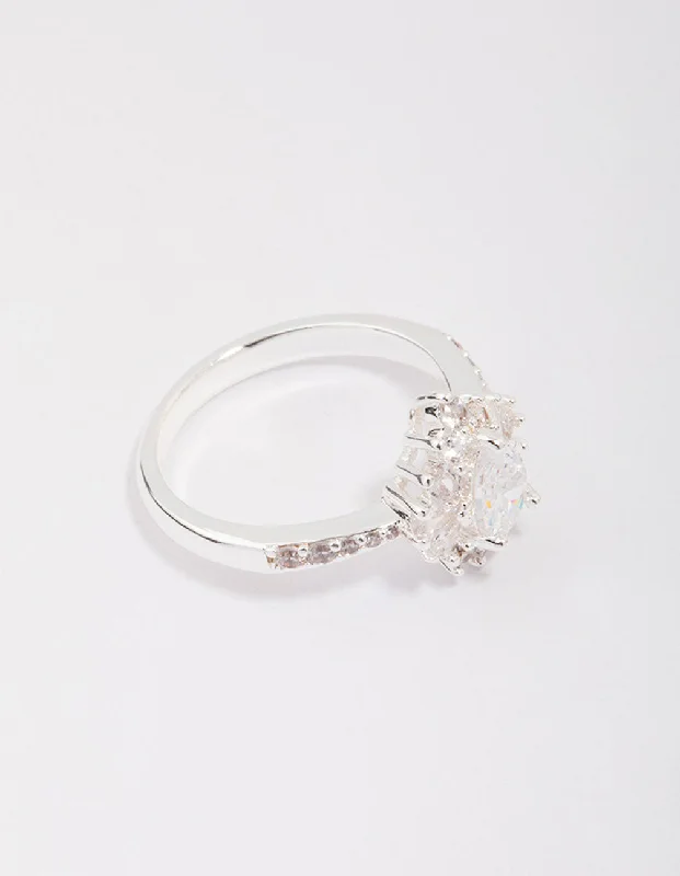 Men's Tourmaline Engagement Rings in 18K Two - Tone Gold with a Floral - Inspired SettingSilver Plated Regal Pear Ring