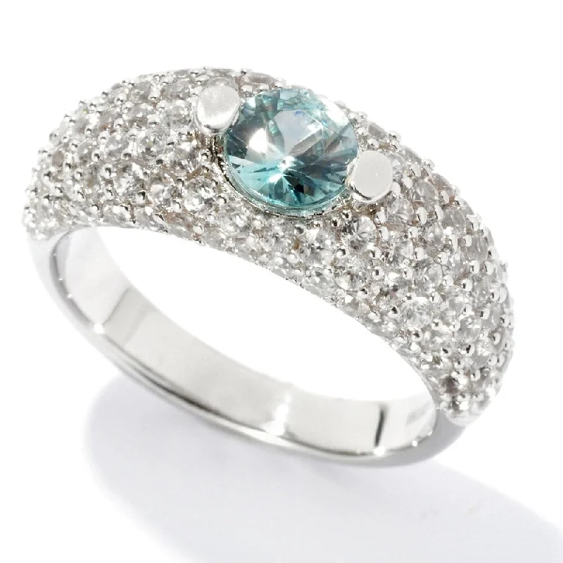Emerald Gemstone Rings Set in Platinum with Filigree Work for a Vintage - Inspired LookRhodium Over Ster Silver 3.11ct Blue Zircon Solitaire Ring, Size 5 Emerald Gemstone Rings Set in Platinum with Filigree Work for a Vintage - Inspired LookRhodium Over Ster Silver 3.11ct Blue Zircon Solitaire Ring, Size 5