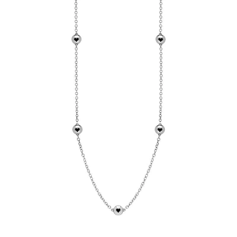 luxury chain necklaces brands9ct White Gold Whitby Jet Heart Link Disc Chain Necklace luxury chain necklaces brands9ct White Gold Whitby Jet Heart Link Disc Chain Necklace
