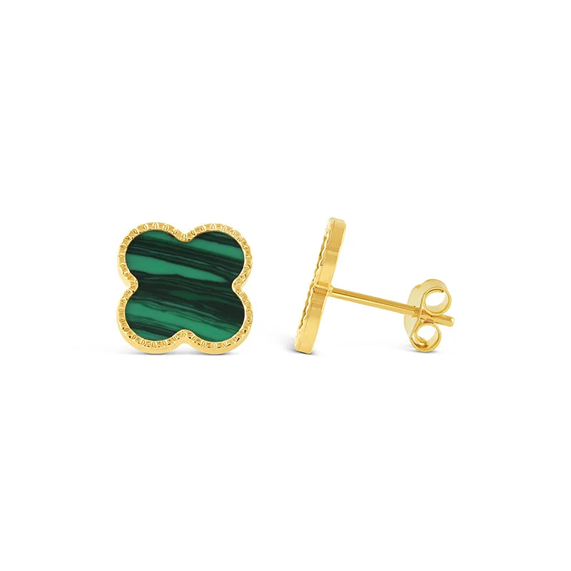 Vintage - Style Filigree Wedding Bands in 14K Gold for a Romantic and Antique - Inspired AestheticMalachite Quatrefoil Stud Earrings 10mm Vintage - Style Filigree Wedding Bands in 14K Gold for a Romantic and Antique - Inspired AestheticMalachite Quatrefoil Stud Earrings 10mm